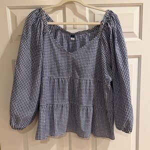 Old Navy Blue Checkered Gingham Blouse
